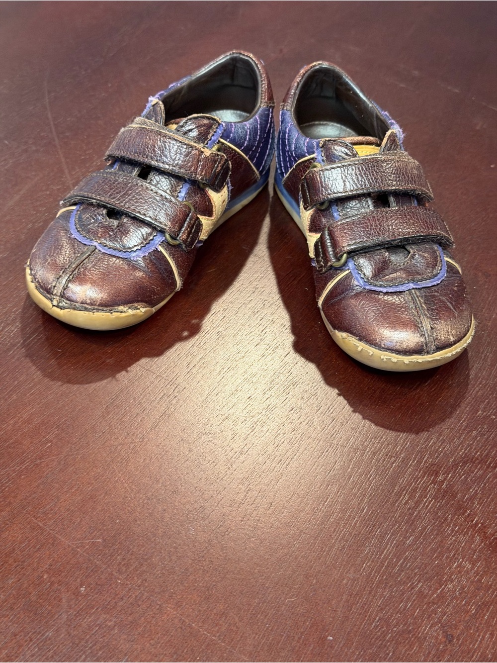 Louis Vuitton Brown and Blue Kids Leather Sneakers